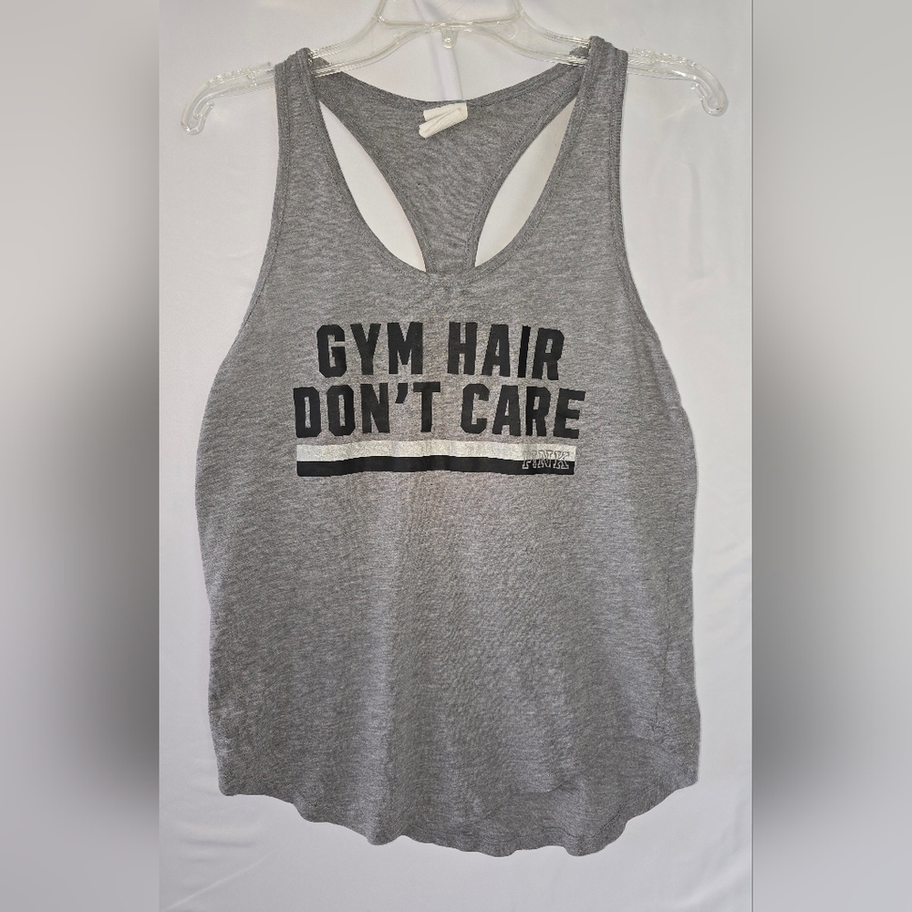 PINK Victoria's Secret Gray Graphic Tank Top